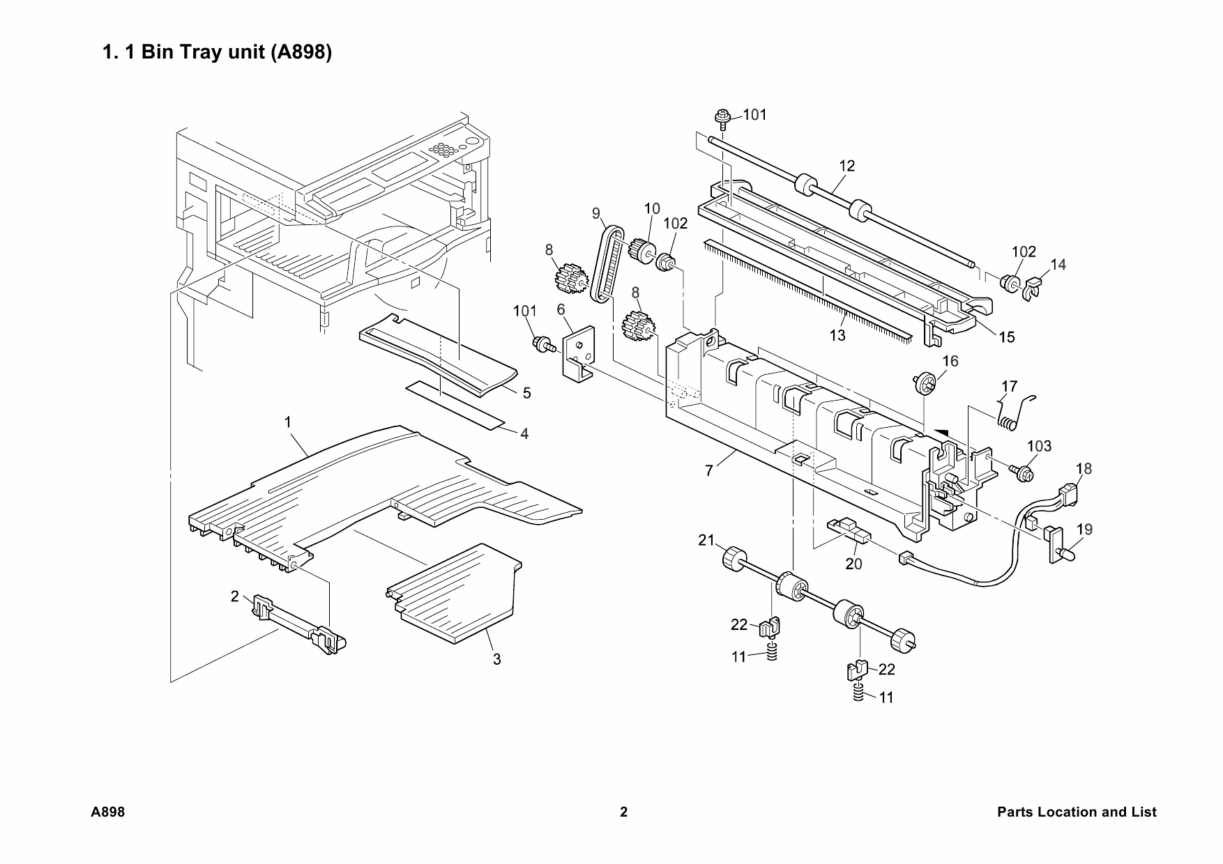 RICOH Options A898 1-BIN-TRAY-UNIT Parts Catalog PDF download-3